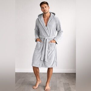 Men's Silver Hooded Robe